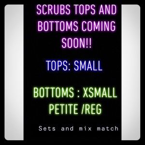 Different brands of scrubs sets and separate ones